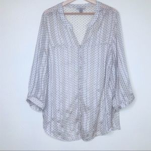 Roz & Ali Off White Dot Print Long Sleeve Blouse
